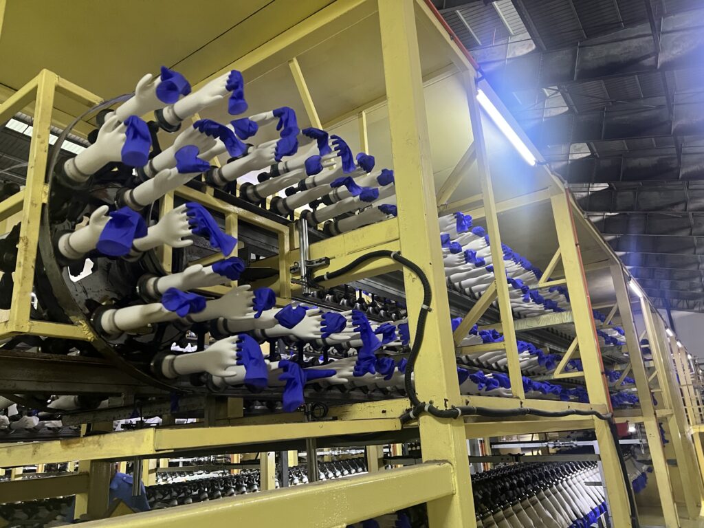 Glove manufacturing line overview